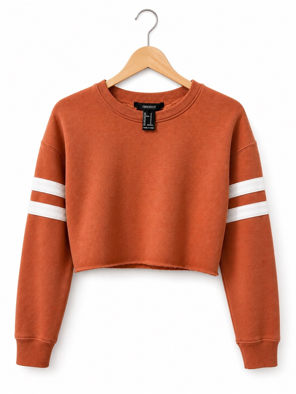 Forever 21 Y2K Cropped Varsity Stripe Sweatshirt Rust Size Small